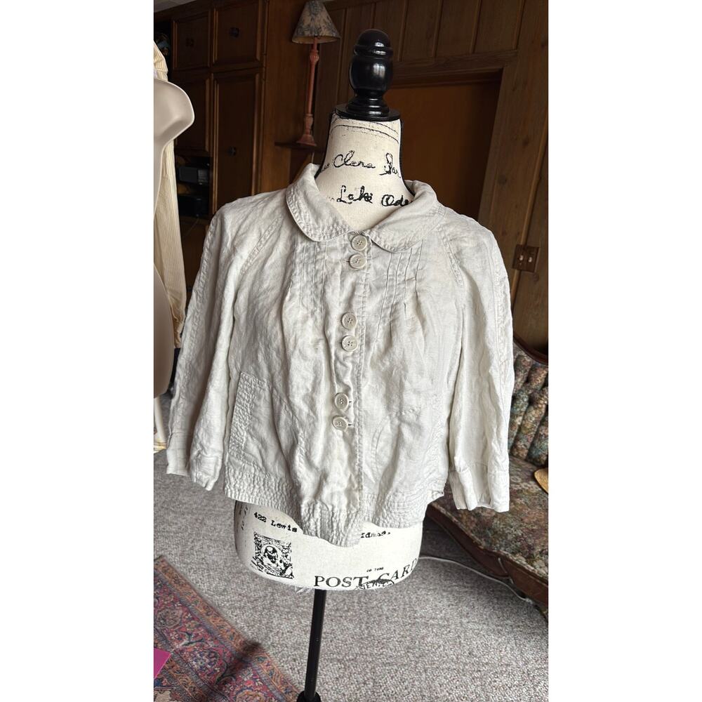 Y2K beige linen bolero